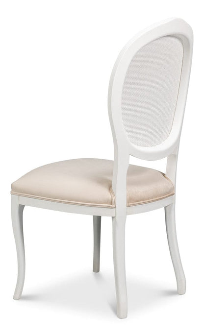 Sarreid Ltd - Oval Cane Back S/Chair, Cortina White in White - U093-08TV view 5