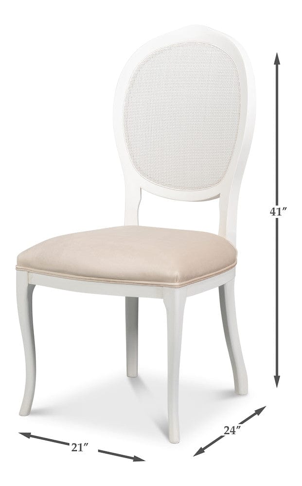 Sarreid Ltd - Oval Cane Back S/Chair, Cortina White in White - U093-08TV view 13