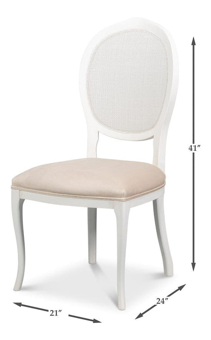 Sarreid Ltd - Oval Cane Back S/Chair, Cortina White in White - U093-08TV view 13