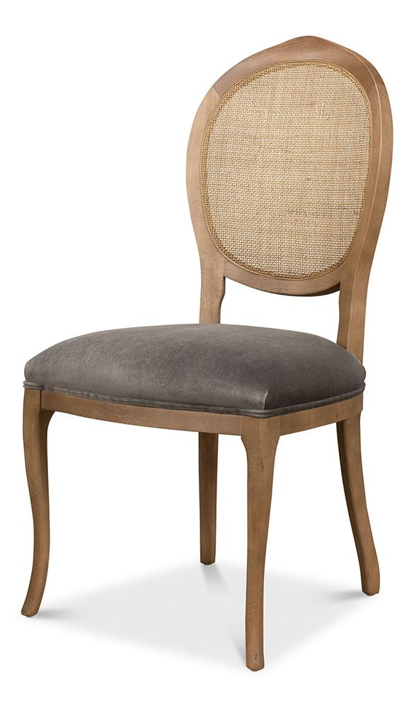 Sarreid Ltd - Oval Cane Back S/Chair, Drftwd,Charcoal (Set of 2) - U093-07F12 veiw 1