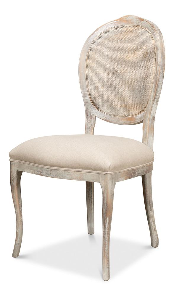 Sarreid Ltd - Oval Cane Back S/Chair, Grey Oak, Flax (Set of 2) - U093-06F01 veiw 1