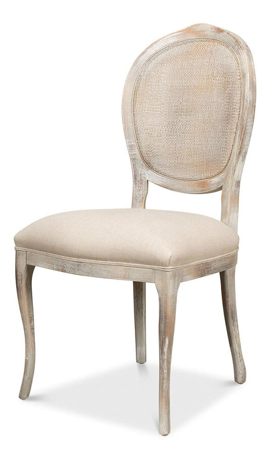 Sarreid Ltd - Oval Cane Back S/Chair, Grey Oak, Flax (Set of 2) - U093-06F01 veiw 1
