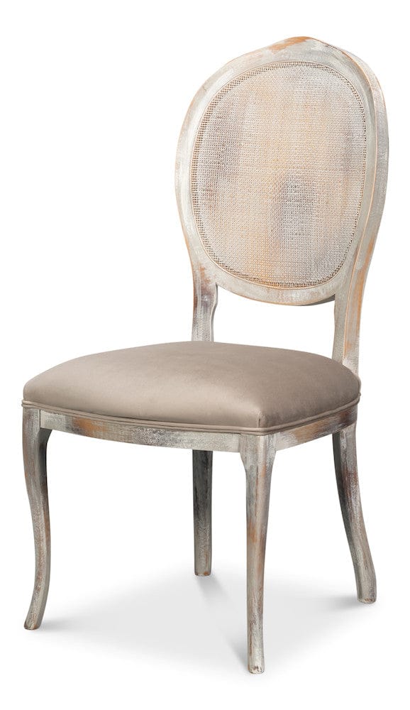 Sarreid Ltd - Oval Cane Back S/Chair, Grey Oak, Grey in Grey - U093-06TG view 1
