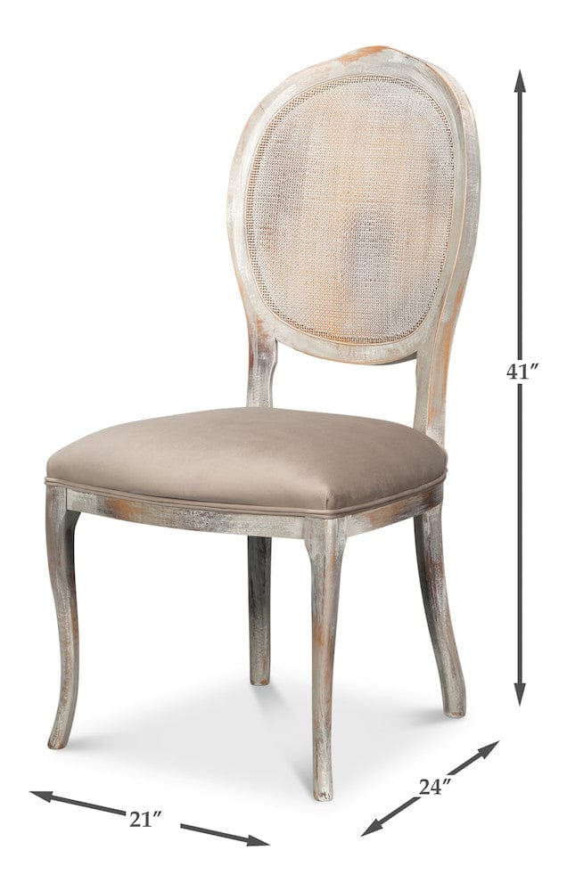 Sarreid Ltd - Oval Cane Back S/Chair, Grey Oak, Grey in Grey - U093-06TG view 13