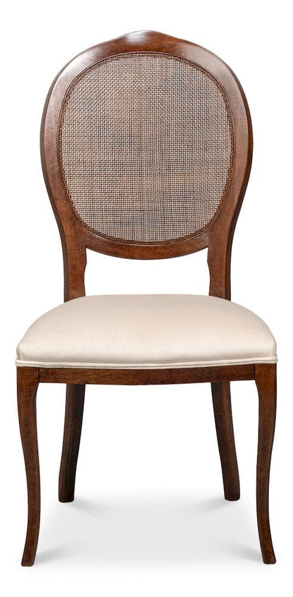 Sarreid Ltd - Oval Cane Back S/Chair, Walnut,Taupe Vel in Tan - U093-02TV view 2