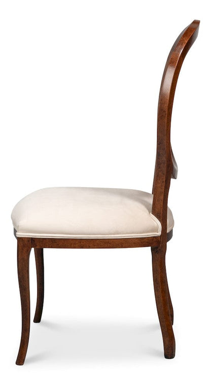 Sarreid Ltd - Oval Cane Back S/Chair, Walnut,Taupe Vel in Tan - U093-02TV view 3