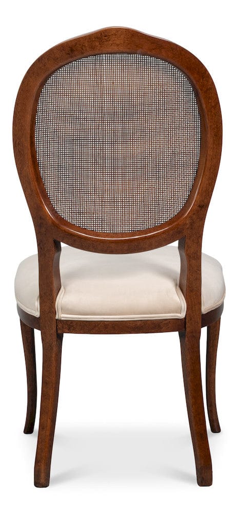 Sarreid Ltd - Oval Cane Back S/Chair, Walnut,Taupe Vel in Tan - U093-02TV view 4