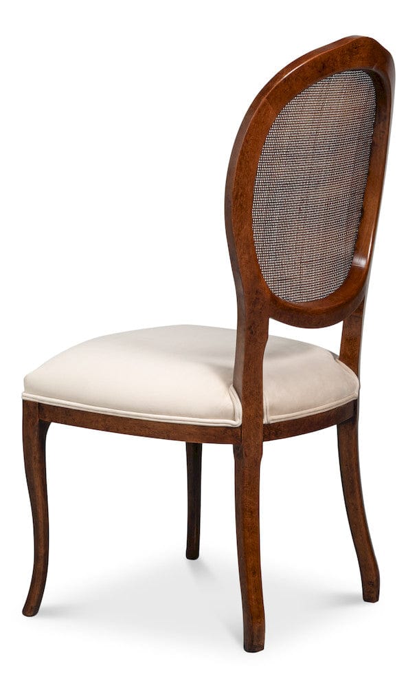 Sarreid Ltd - Oval Cane Back S/Chair, Walnut,Taupe Vel in Tan - U093-02TV view 5