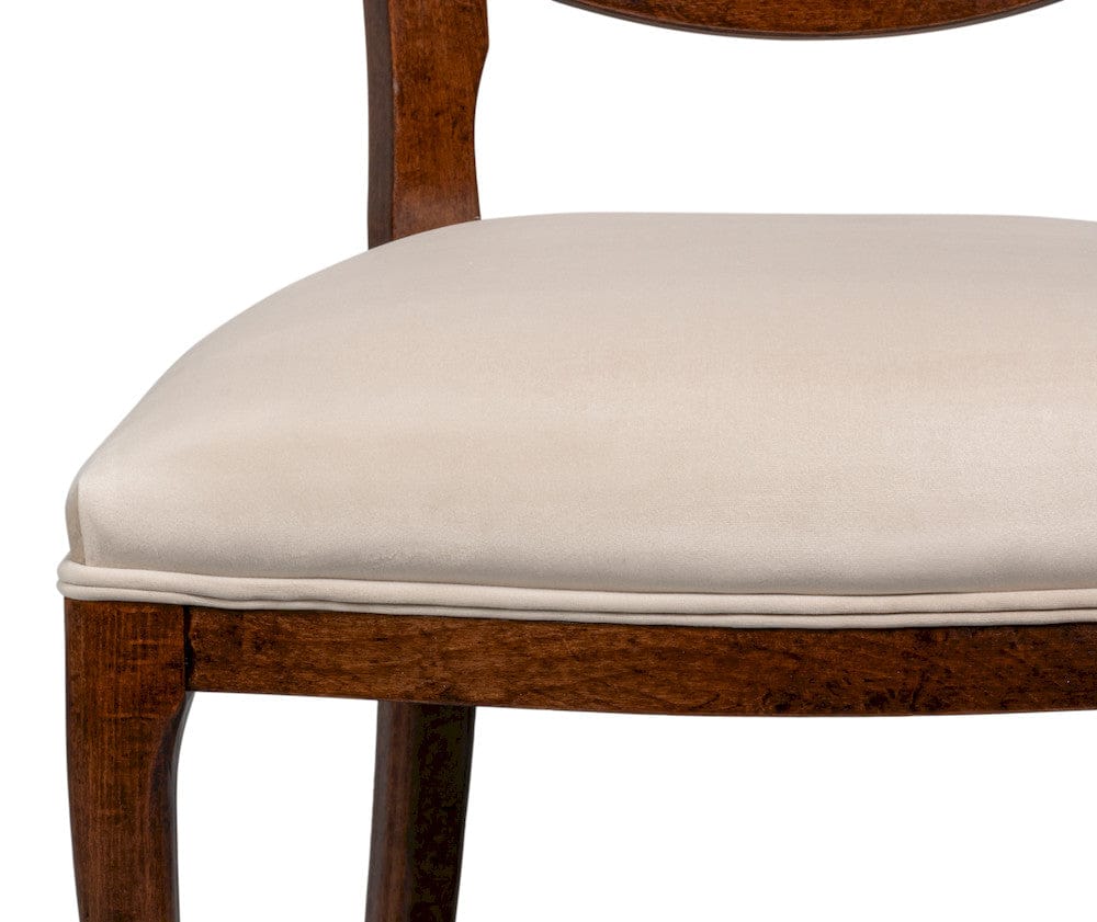 Sarreid Ltd - Oval Cane Back S/Chair, Walnut,Taupe Vel in Tan - U093-02TV view 6