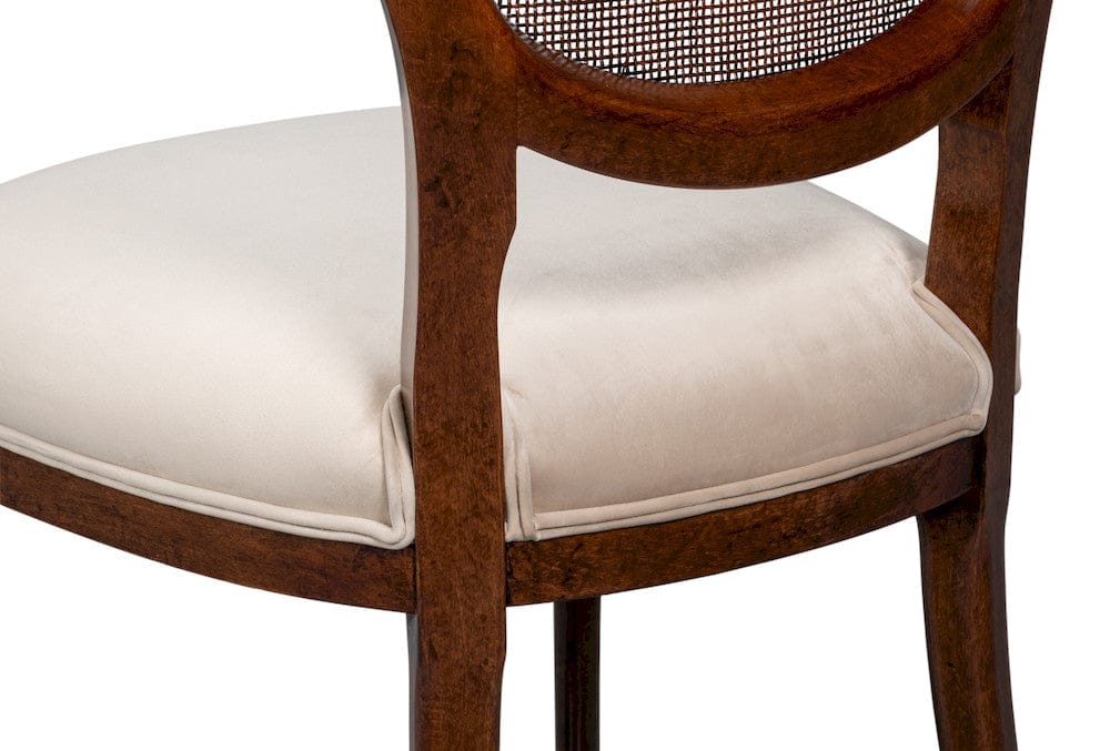 Sarreid Ltd - Oval Cane Back S/Chair, Walnut,Taupe Vel in Tan - U093-02TV view 7
