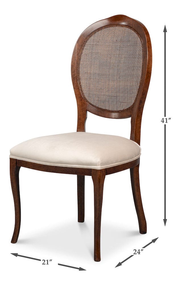 Sarreid Ltd - Oval Cane Back S/Chair, Walnut,Taupe Vel in Tan - U093-02TV view 13