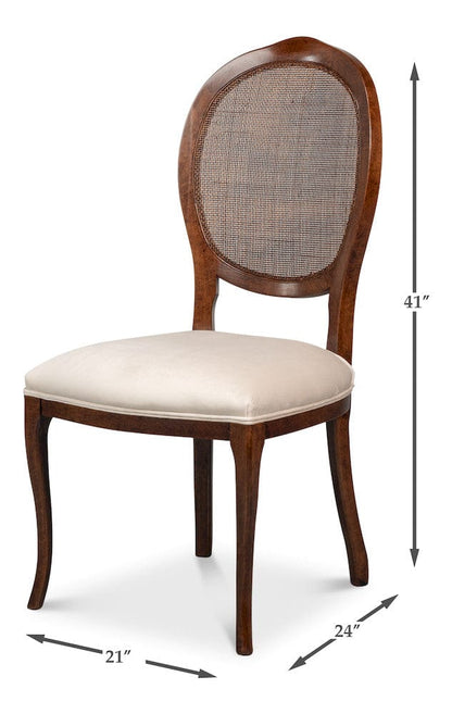 Sarreid Ltd - Oval Cane Back S/Chair, Walnut,Taupe Vel in Tan - U093-02TV view 13