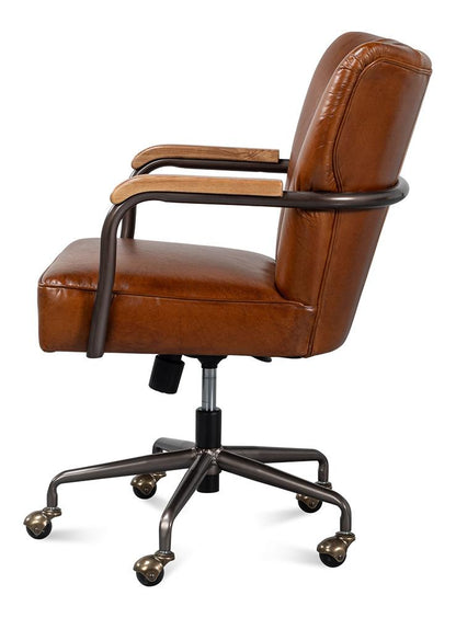 Sarreid Ltd - Parker Office Chair, Vintage Havana Lthr - 53105 veiw 1