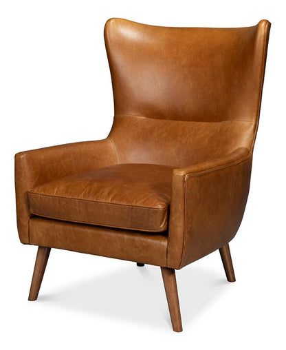 Sarreid Ltd - Patron Highback Leather Chair, Brown - 54070 veiw 1