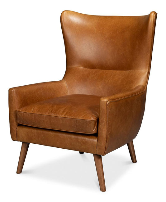 Sarreid Ltd - Patron Highback Leather Chair, Brown - 54070 veiw 1