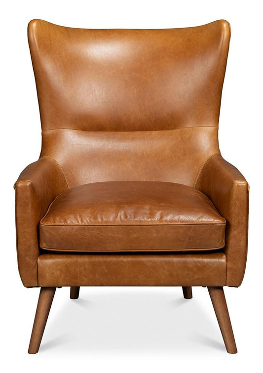 Sarreid Ltd - Patron Highback Leather Chair, Brown - 54070 veiw 2