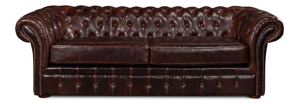 Sarreid Ltd - Piccadilly Sofa, Club Leather - Brown - 27729 veiw 2