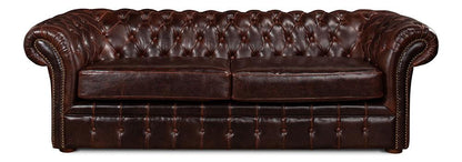 Sarreid Ltd - Piccadilly Sofa, Club Leather - Brown - 27729 veiw 2