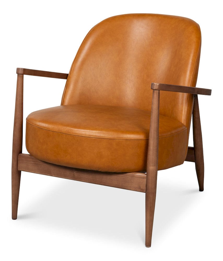Sarreid Ltd - Pindar Armchair, Leather, New Tan in Tan - 54243-NT view 1