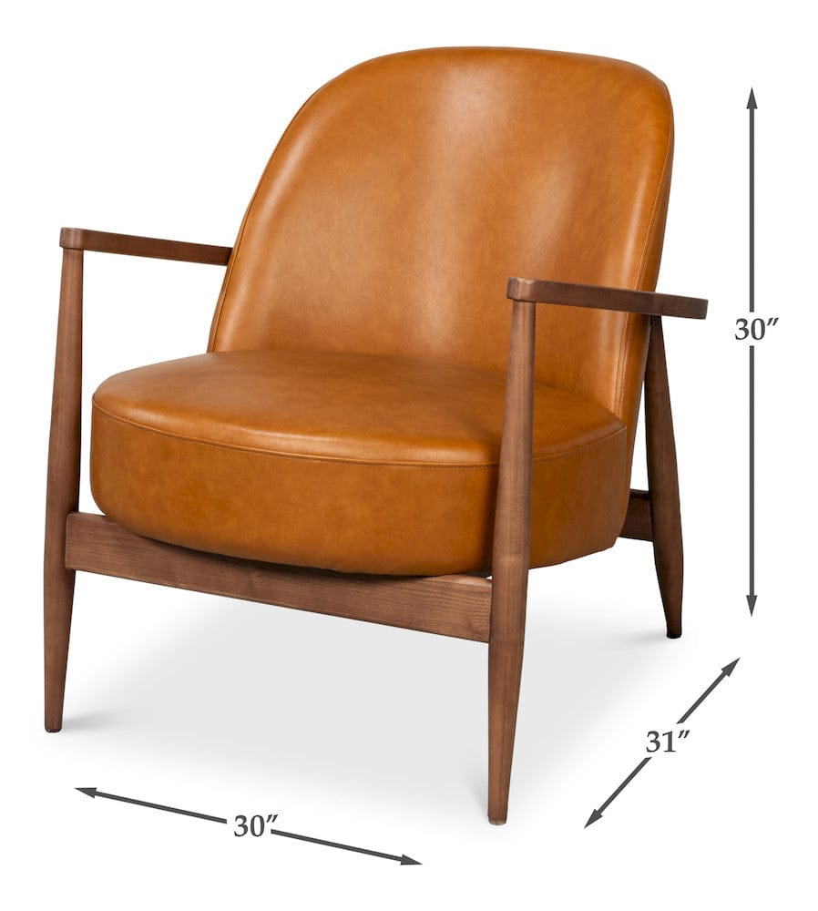 Sarreid Ltd - Pindar Armchair, Leather, New Tan in Tan - 54243-NT view 13