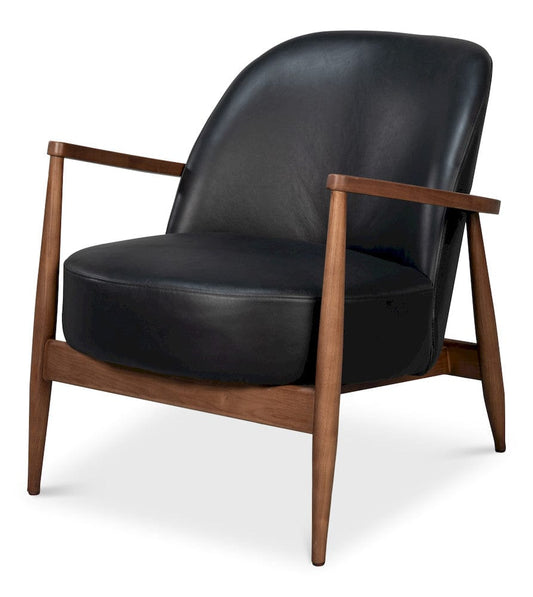 Sarreid Ltd - Pindar Armchair, Onyx Black Leather in Black - 54243-OB view 1