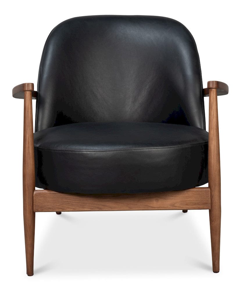 Sarreid Ltd - Pindar Armchair, Onyx Black Leather in Black - 54243-OB view 2
