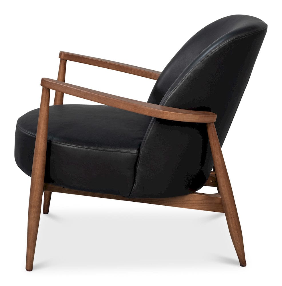 Sarreid Ltd - Pindar Armchair, Onyx Black Leather in Black - 54243-OB view 3