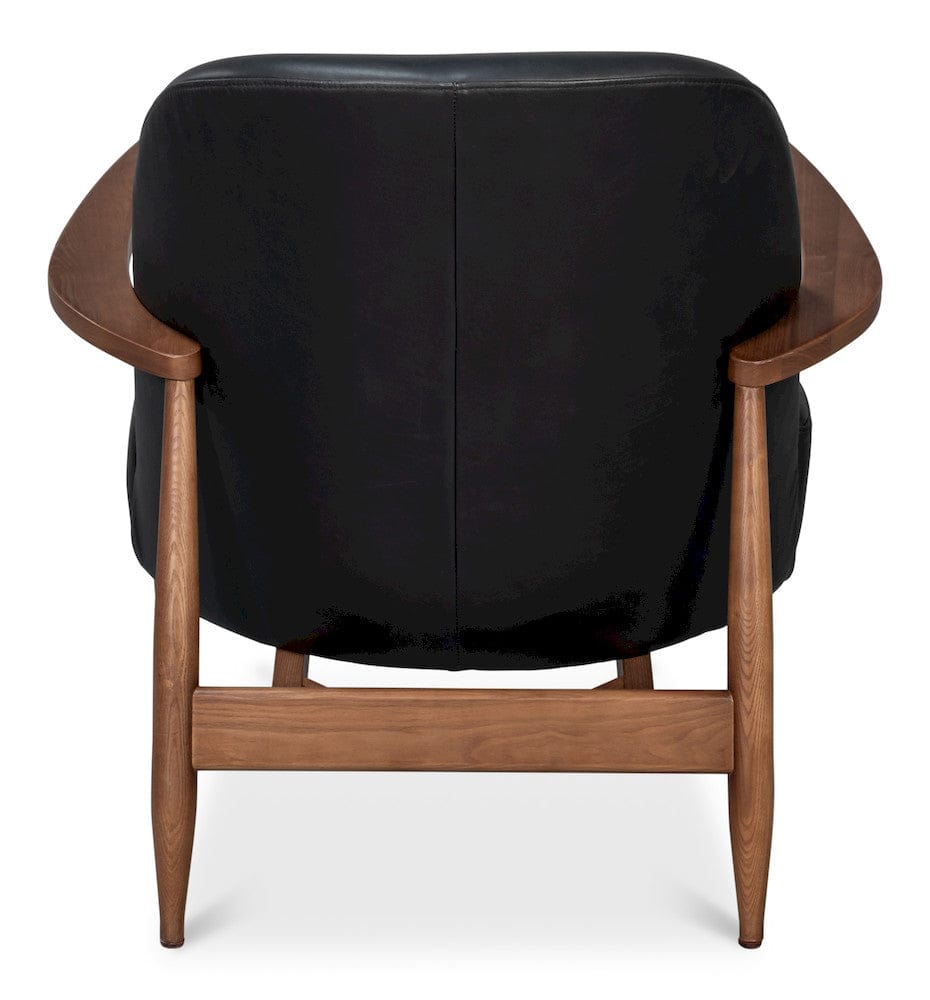 Sarreid Ltd - Pindar Armchair, Onyx Black Leather in Black - 54243-OB view 4