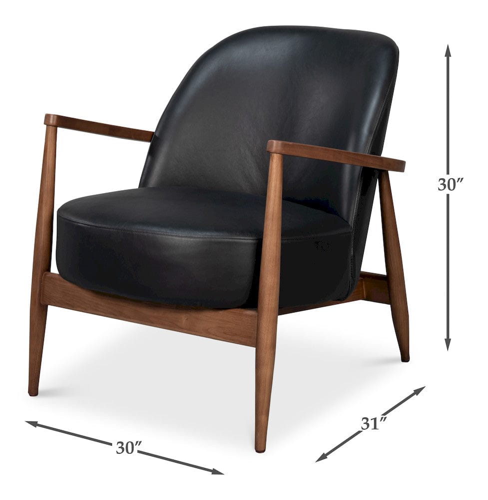 Sarreid Ltd - Pindar Armchair, Onyx Black Leather in Black - 54243-OB view 13