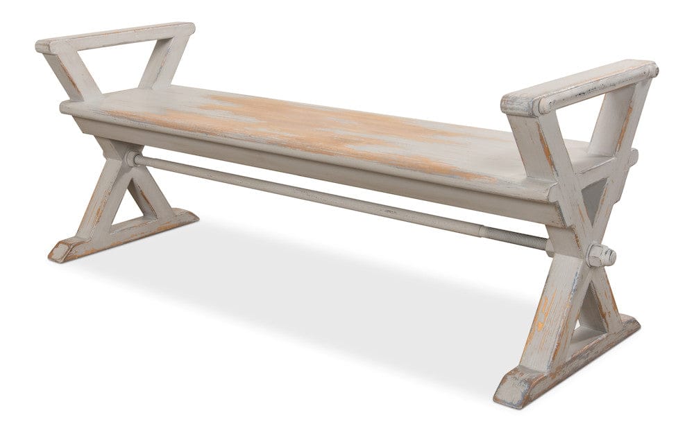 Sarreid Ltd - Replica Antique X Bench in Grey - 30119 view 1
