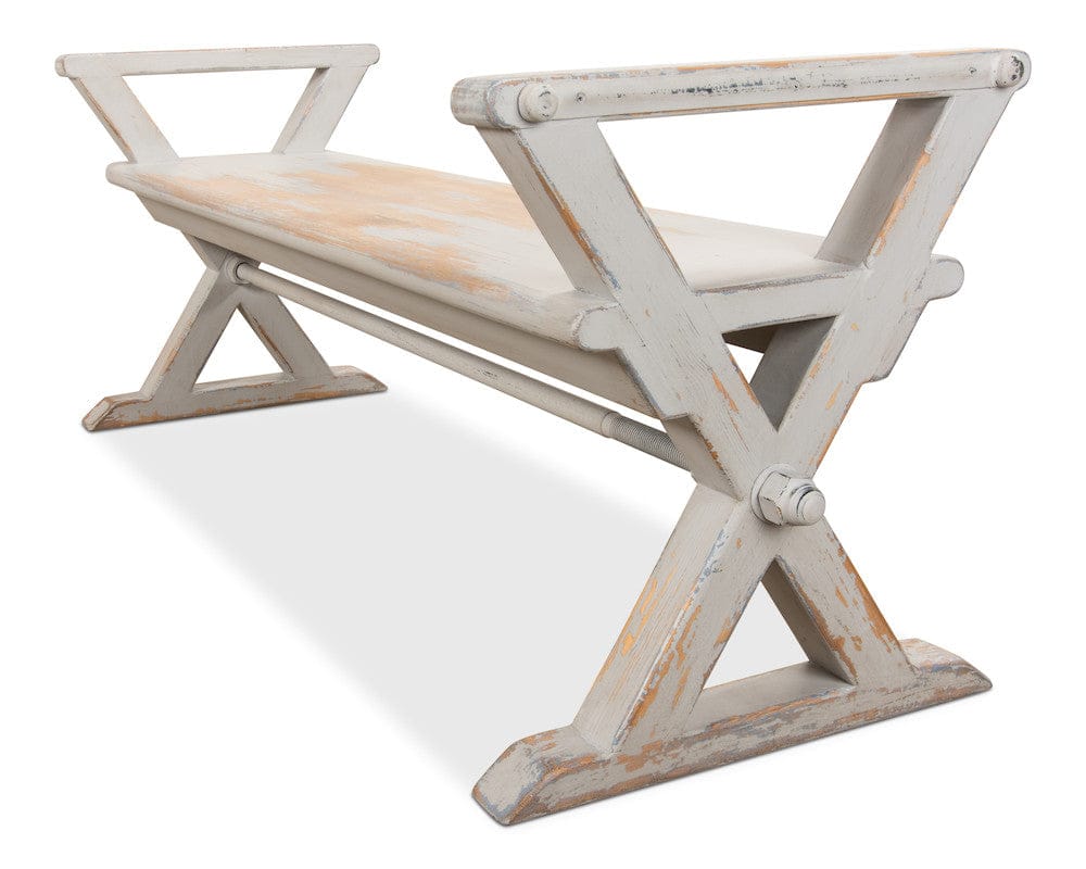 Sarreid Ltd - Replica Antique X Bench in Grey - 30119 view 5