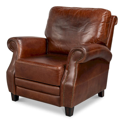 Sarreid Ltd - Roosevelt Leather Recliner in Brown - 54303 view 1
