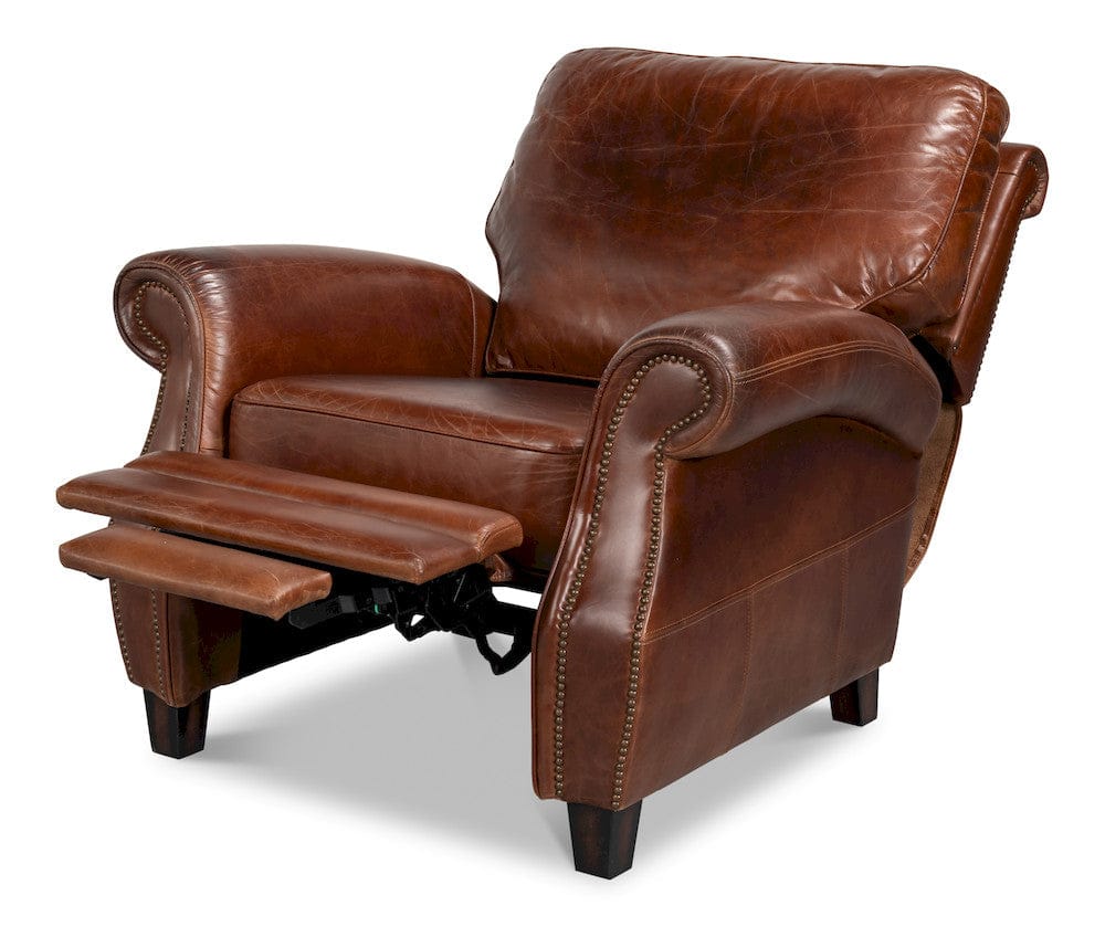Sarreid Ltd - Roosevelt Leather Recliner in Brown - 54303 view 3