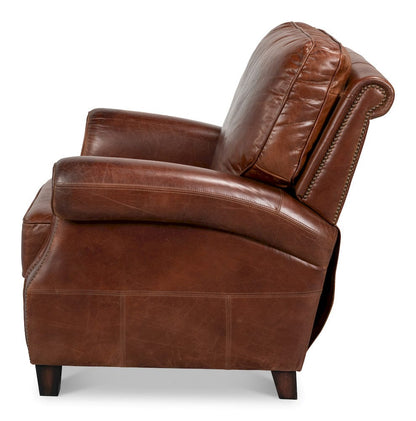 Sarreid Ltd - Roosevelt Leather Recliner in Brown - 54303 view 4