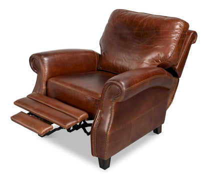Sarreid Ltd - Roosevelt Leather Recliner in Brown - 54303 view 6