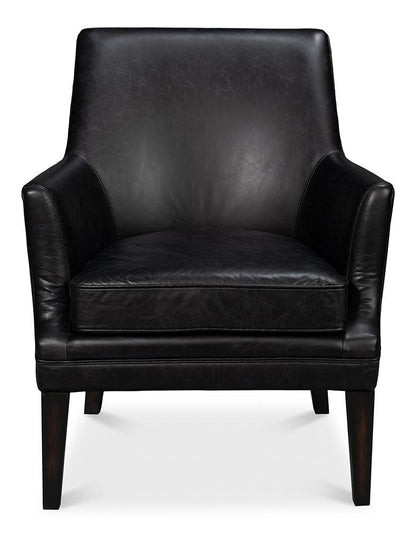 Sarreid Ltd - Royalton Distilled Leather Chair,Black - 54166 veiw 2