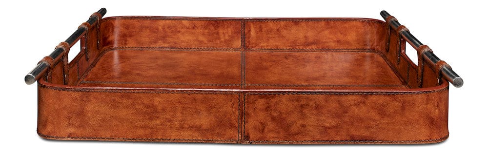 Sarreid Ltd - Safari Leather Tray in Brown - 26847 view 9