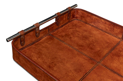 Sarreid Ltd - Safari Leather Tray in Brown - 26847 view 10