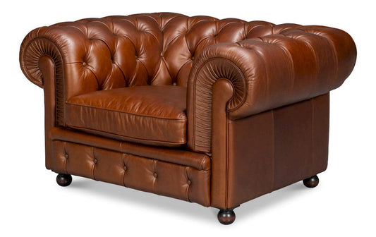 Sarreid Ltd - Savile Leather Chair,Dark Brown in Brown - 54238-MDB view 1