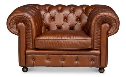 Sarreid Ltd - Savile Leather Chair,Dark Brown in Brown - 54238-MDB view 2