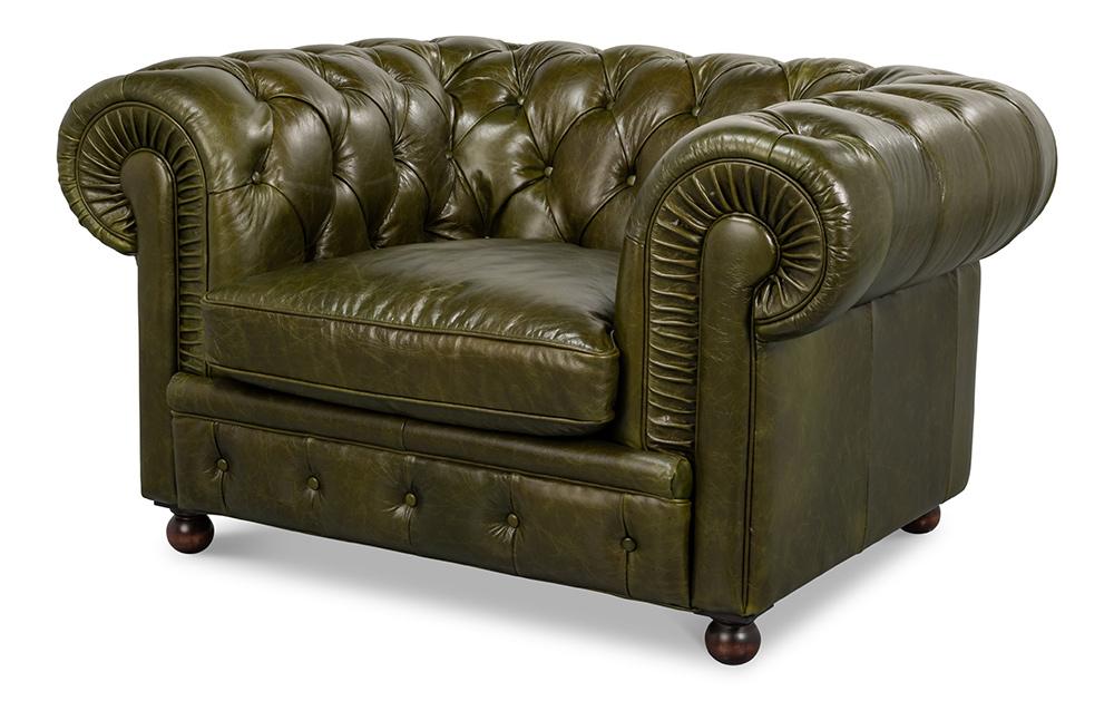 Sarreid Ltd - Savile Leather Chair,Green - 54238 veiw 1