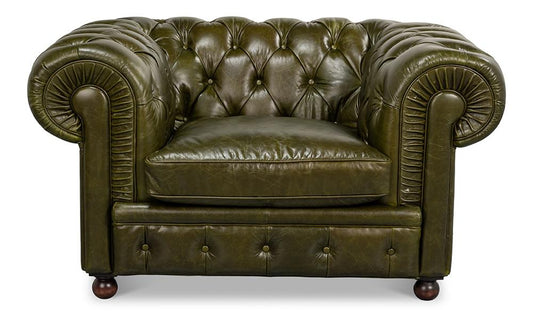 Sarreid Ltd - Savile Leather Chair,Green - 54238 veiw 2
