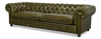 Sarreid Ltd - Savile Leather Sofa, Green - 54239 veiw 1
