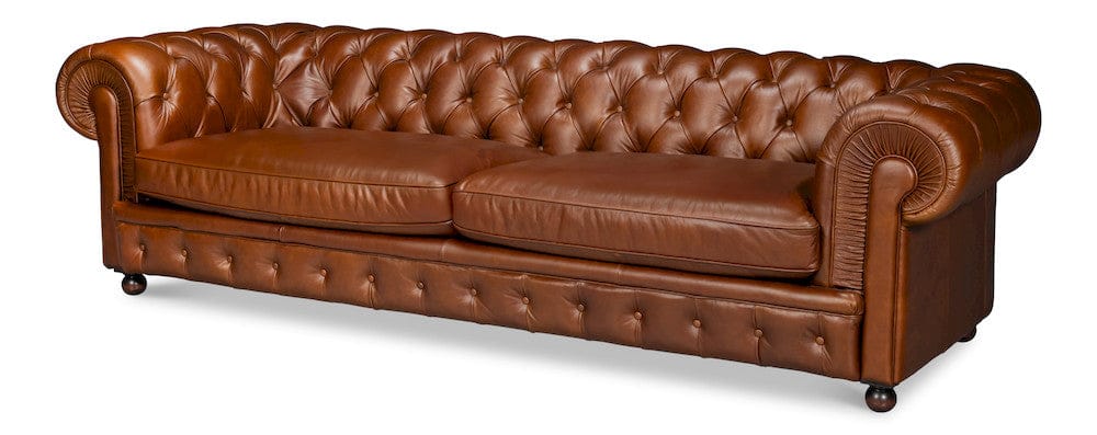 Sarreid Ltd - Savile Leather Sofa, Marseile Dark Brown in Brown - 54239-MDB view 1