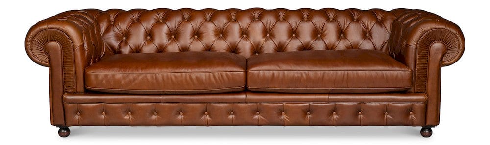 Sarreid Ltd - Savile Leather Sofa, Marseile Dark Brown in Brown - 54239-MDB view 2