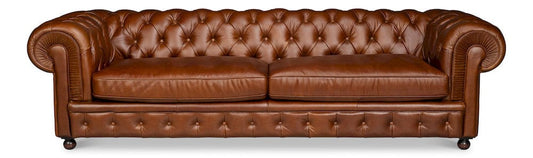 Sarreid Ltd - Savile Leather Sofa, Marseile Dark Brown in Brown - 54239-MDB view 2
