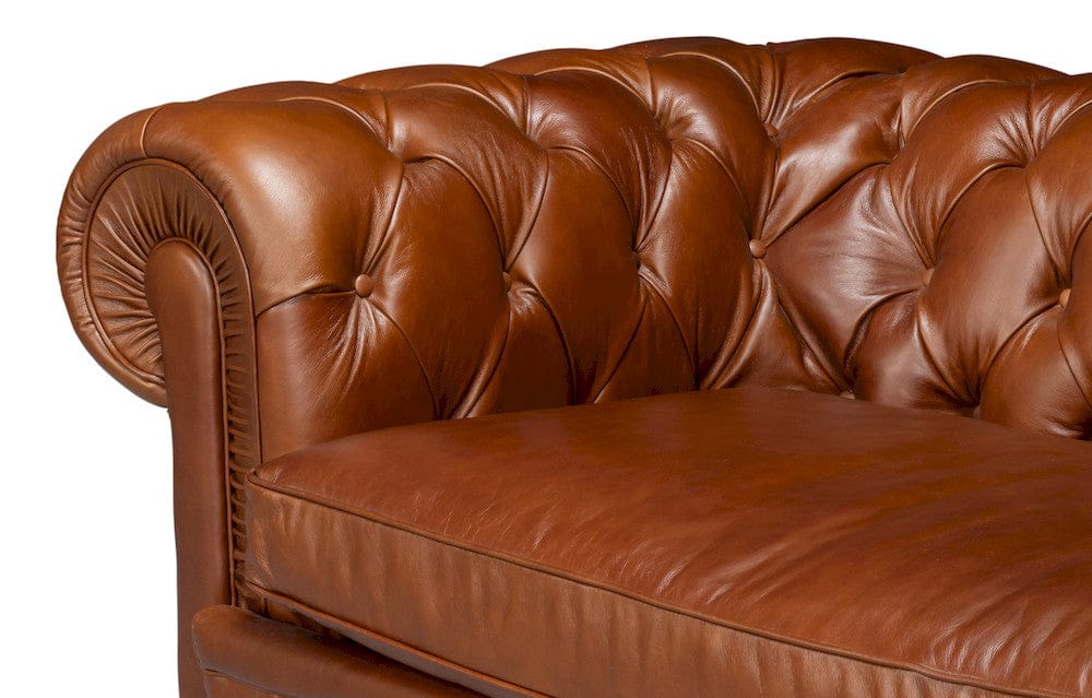 Sarreid Ltd - Savile Leather Sofa, Marseile Dark Brown in Brown - 54239-MDB view 4