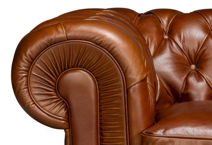 Sarreid Ltd - Savile Leather Sofa, Marseile Dark Brown in Brown - 54239-MDB view 6