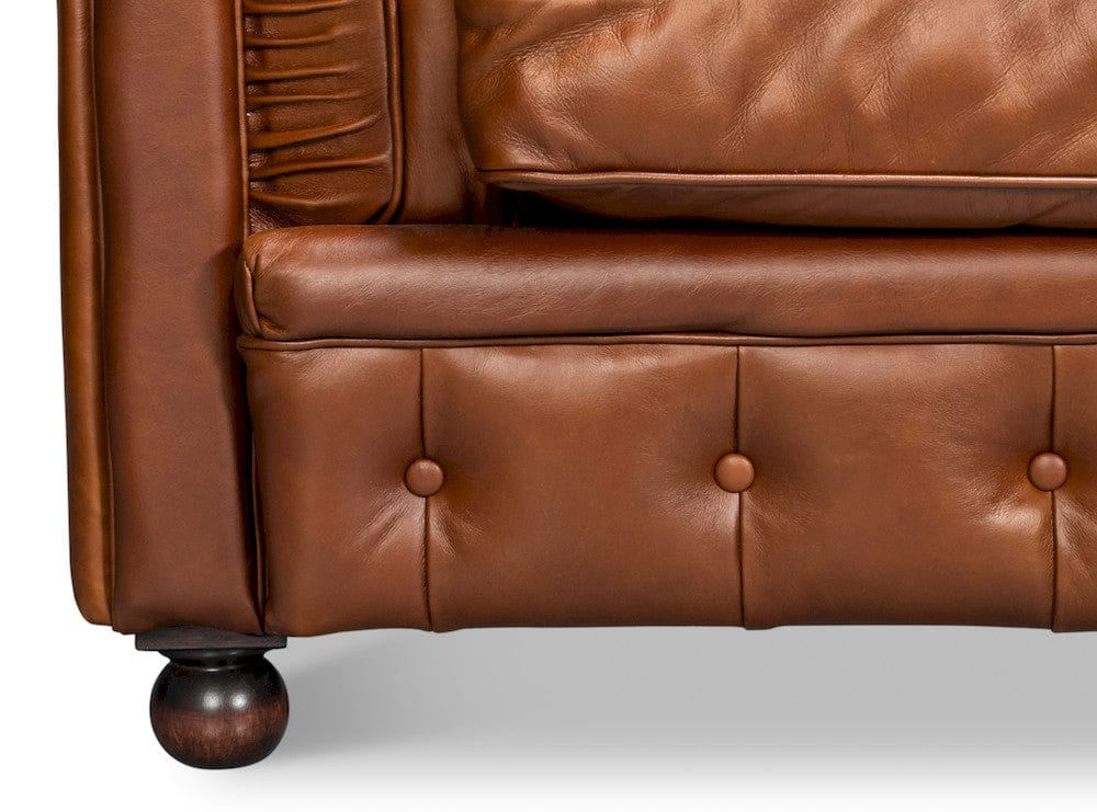 Sarreid Ltd - Savile Leather Sofa, Marseile Dark Brown in Brown - 54239-MDB view 10