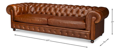 Sarreid Ltd - Savile Leather Sofa, Marseile Dark Brown in Brown - 54239-MDB view 11